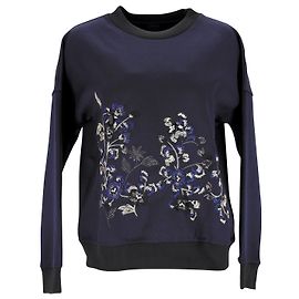 Sweat Pinko Floral Brodé en Polyester Bleu Marine Bleu Bleu Marine