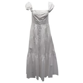 Robe mi-longue boutonnée à l'avant Staud en coton blanc Blanc