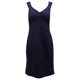 Ralph Lauren-Ralph Lauren V-Neck Sleeveless Dress in Navy Blue Viscose-Blue,Navy blue