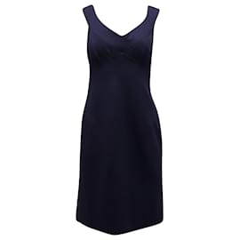 Ralph Lauren-Ralph Lauren V-Neck Sleeveless Dress in Navy Blue Viscose-Blue,Navy blue