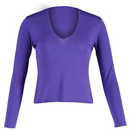 Ralph Lauren-Ralph Lauren Long Sleeve Top in Purple Silk-Purple