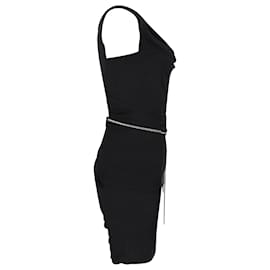 Gucci-Gucci drapiertes Kleid mit Kettengürtel aus schwarzer Viskose-Schwarz