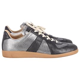Maison Martin Margiela-Maison Margiela Metallic Replica Sneakers in Black and Silver Leather-Other