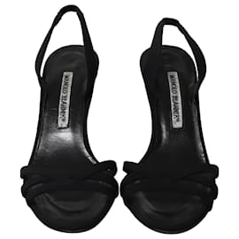 Manolo Blahnik-Manolo Blahnik Callasli Slingback Sandals in Black Nappa Leather-Black