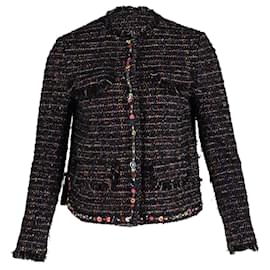Msgm-MSGM Tweed Embellished Jacket in Black Wool-Black