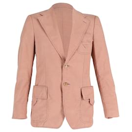Gucci-Gucci Single-Breasted Blazer in Peach Cotton-Pink,Peach