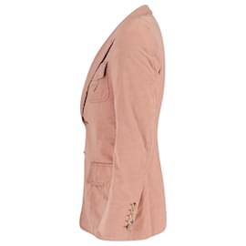 Gucci-Gucci Single-Breasted Blazer in Peach Cotton-Pink,Peach
