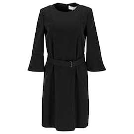 Hugo Boss-Boss-Kleid aus schwarzem Polyester mit Gürtel-Schwarz