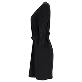 Hugo Boss-Boss-Kleid aus schwarzem Polyester mit Gürtel-Schwarz