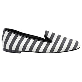 Tod's-Tods Striped Ballet Flats in Black Canvas-Black
