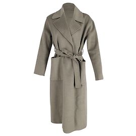 Michael by Michael Kors Belted Coat in Khaki Green Felt Wool-Blend  Green Khaki