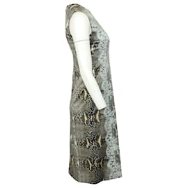 Erdem-Erdem Snakeskin Print Dress with Lace Detail in Grey Viscose-Grey