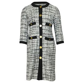 Tory Burch Tweed Coat in Black Polyester Other