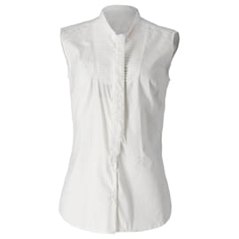 Alexander Mcqueen-Ärmellose Bluse von Alexander McQueen aus weißer Baumwolle-Weiß