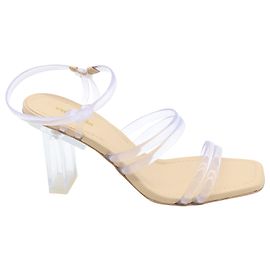 Cult Gaia Kayla Chunky Heel Sandals in White PVC White