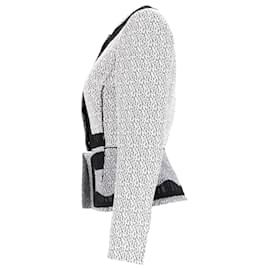 Zac Posen-Zac Posen Lace Detail Blazer in Grey Cotton-Grey