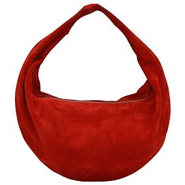 Khaite Medium Olivia Hobo Shoulder Bag in Red Suede Red