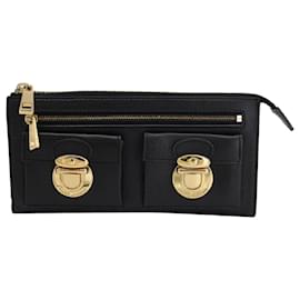 Marc Jacobs-Marc Jacobs Zip Clutch Wallet in Black Calfskin Leather-Black