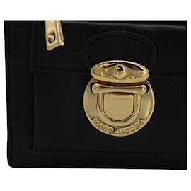 Marc Jacobs-Marc Jacobs Zip Clutch Wallet in Black Calfskin Leather-Black