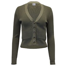 Anine Bing Layla Strickjacke mit V-Ausschnitt aus olivfarbenem Rayon Grün Olivgrün