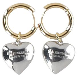 Balenciaga Orecchini pendenti a cuore bicolore in metallo argentato e dorato Argento Metallico