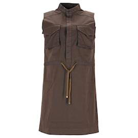 Dsquared2-Dsquared2 Mini robe sans manches à cordon de serrage en coton marron-Marron