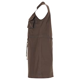 Dsquared2-Dsquared2 Sleeveless Drawstring Mini Dress in Brown Cotton-Brown