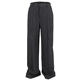 Ralph Lauren-Ralph Lauren Striped Straight Trousers in Navy Blue Wool-Blue,Navy blue