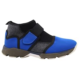 Marni-Marni Stretch Fabric Sock Velcro Sneakers in Blue Neoprene-Blue