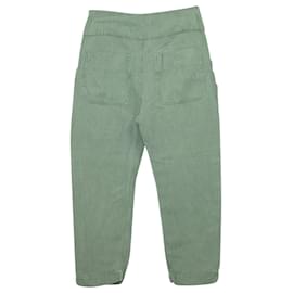 Isabel Marant-Isabel Marant Etoile Pantalone Cargo Tasca Increspato In Lino Verde-Verde