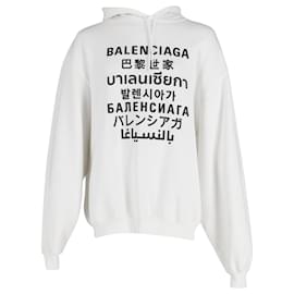 Balenciaga-Balenciaga Sweat à Capuche Languages Sports Logo en Coton Blanc-Autre