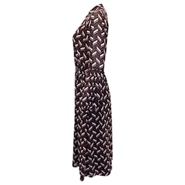Michael Kors-Michael Kors Chevron-print Midi Dress in Purple Polyester-Other