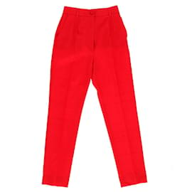 Dolce & Gabbana-Pantalone Dolce & Gabbana in Seta Rossa-Rosso