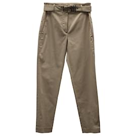 Brunello Cucinelli-Brunello Cucinelli Pantalones con cinturón Monili en algodón caqui-Verde,Caqui
