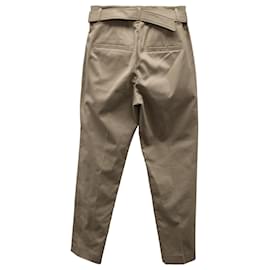 Brunello Cucinelli-Brunello Cucinelli Monili Belt Trousers in Khaki Cotton-Green,Khaki