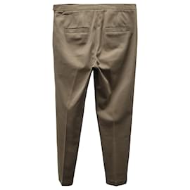 Brunello Cucinelli-Brunello Cucinelli Pantalones con cinturón Monili incorporado en algodón caqui-Verde,Caqui