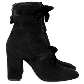 Alexandre Birman Lorraine Ankle Boot com laço em camurça preta Preto