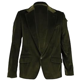 Dolce & Gabbana-Dolce & Gabbana Single-Breasted Jacket in Green Velvet-Green