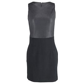 Theory Leather Bodice Dress in Grey Virgin Wool Black