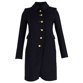 Marc Jacobs Single-Breasted Coat in Navy Blue Wool Blue Navy blue