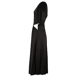 Balenciaga-Balenciaga vestido midi ombro a ombro em cupro preto-Preto