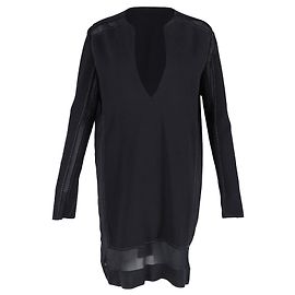 Haider Ackermann Sheer Panel Dress in Black Silk Black