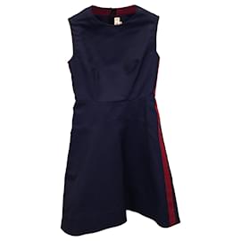 Marni-Marni Mini-robe sans manches à rayures latérales en coton bleu marine-Bleu Marine
