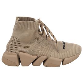 Balenciaga Speed 2.0 Lace-Up High-Top Sneakers in Beige Polyester Beige