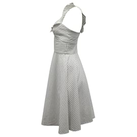 Carolina Herrera-Carolina Herrera Sleeveless Midi Dress in White Print Cotton-Other