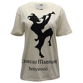 Camiseta de algodão estampada Gucci Chateau Marmont em algodão creme Branco Cru