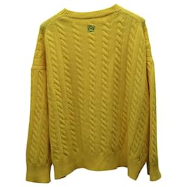 Loewe-Loewe Cable Knit Sweater in Yellow Merino Wool-Yellow