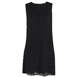 Dolce & Gabbana-Dolce & Gabbana Mini robe sans manches en dentelle en viscose noire-Noir