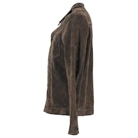 Autre Marque-Ami Paris Button Front Shirt Jacket in Olive Goatskin Suede-Green,Olive green