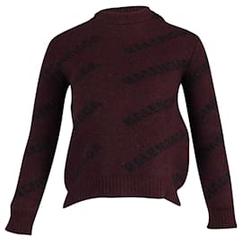 Balenciaga-Suéter com logo Balenciaga em lã estampada vermelha-Outro